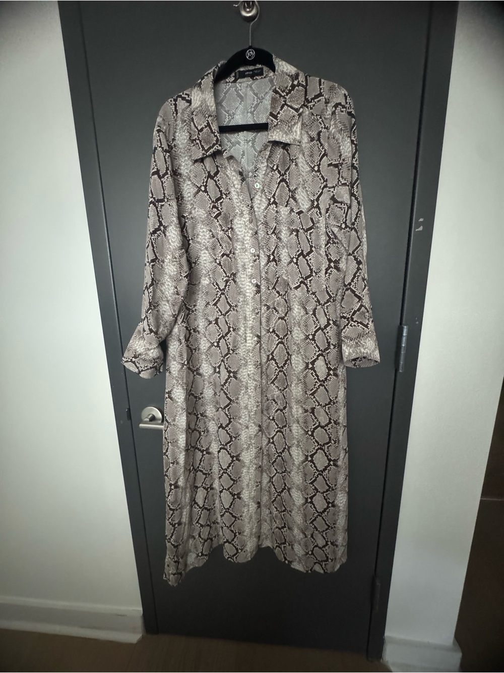 Mango Snake-Print Long Shirt Dress